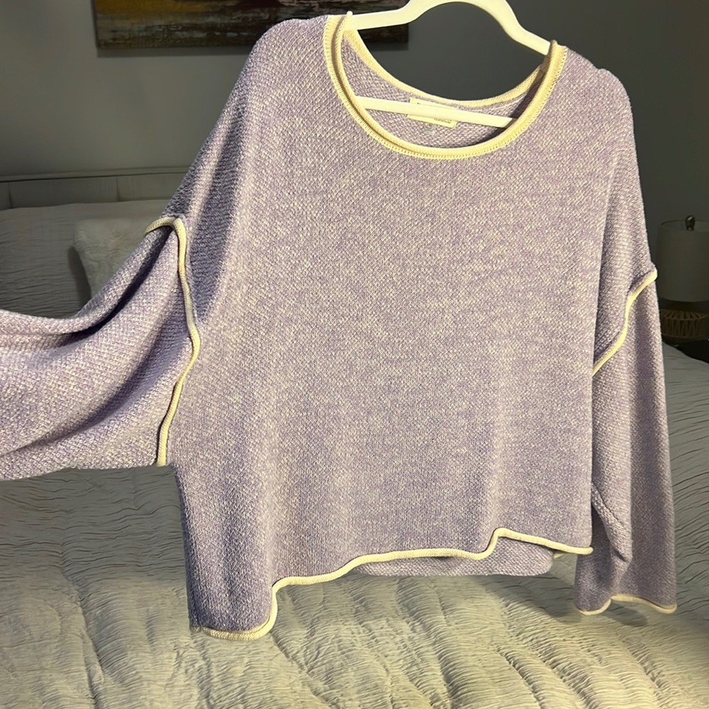 Lavender Sweater. Size Medium. Off the shoulder. Peach Love Brand